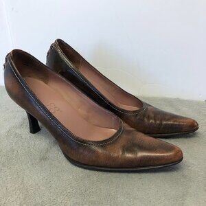 Franco Sarto Brown Distressed Leather Heels